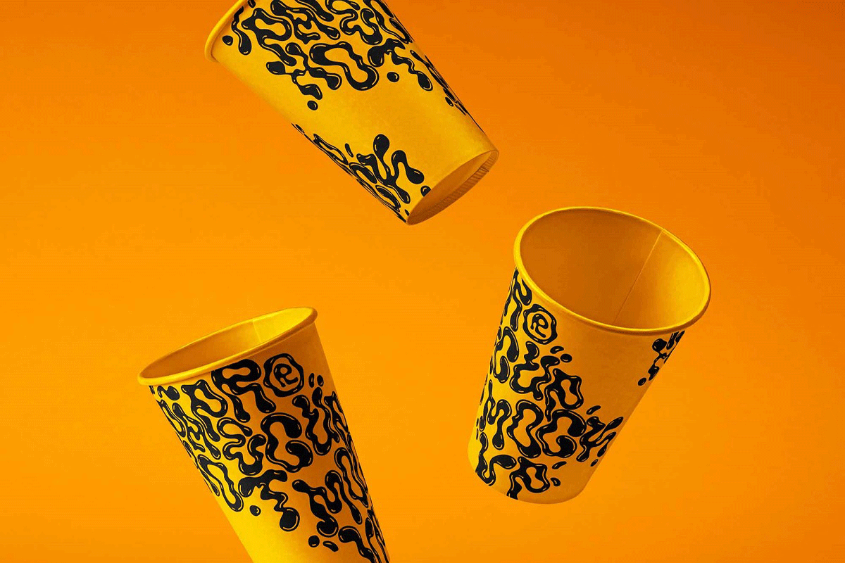Falling Paper Cups Mockup