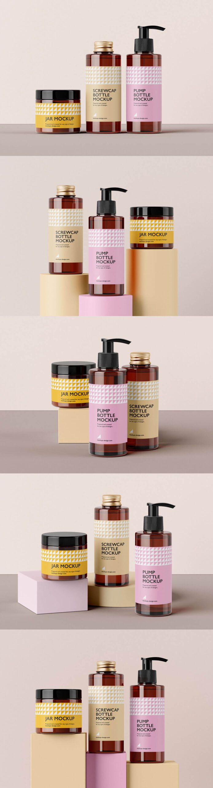 Cosmetic packaging set mockup