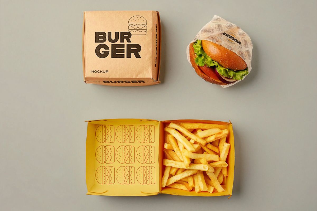 To View Burger Box Mockup