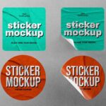 Shapes Sticker Mockup PSD