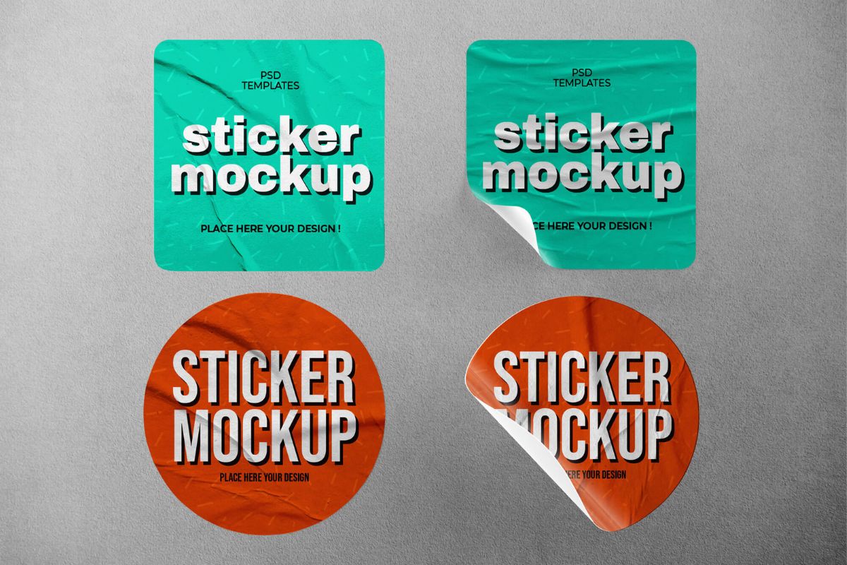 Shapes Sticker Mockup PSD