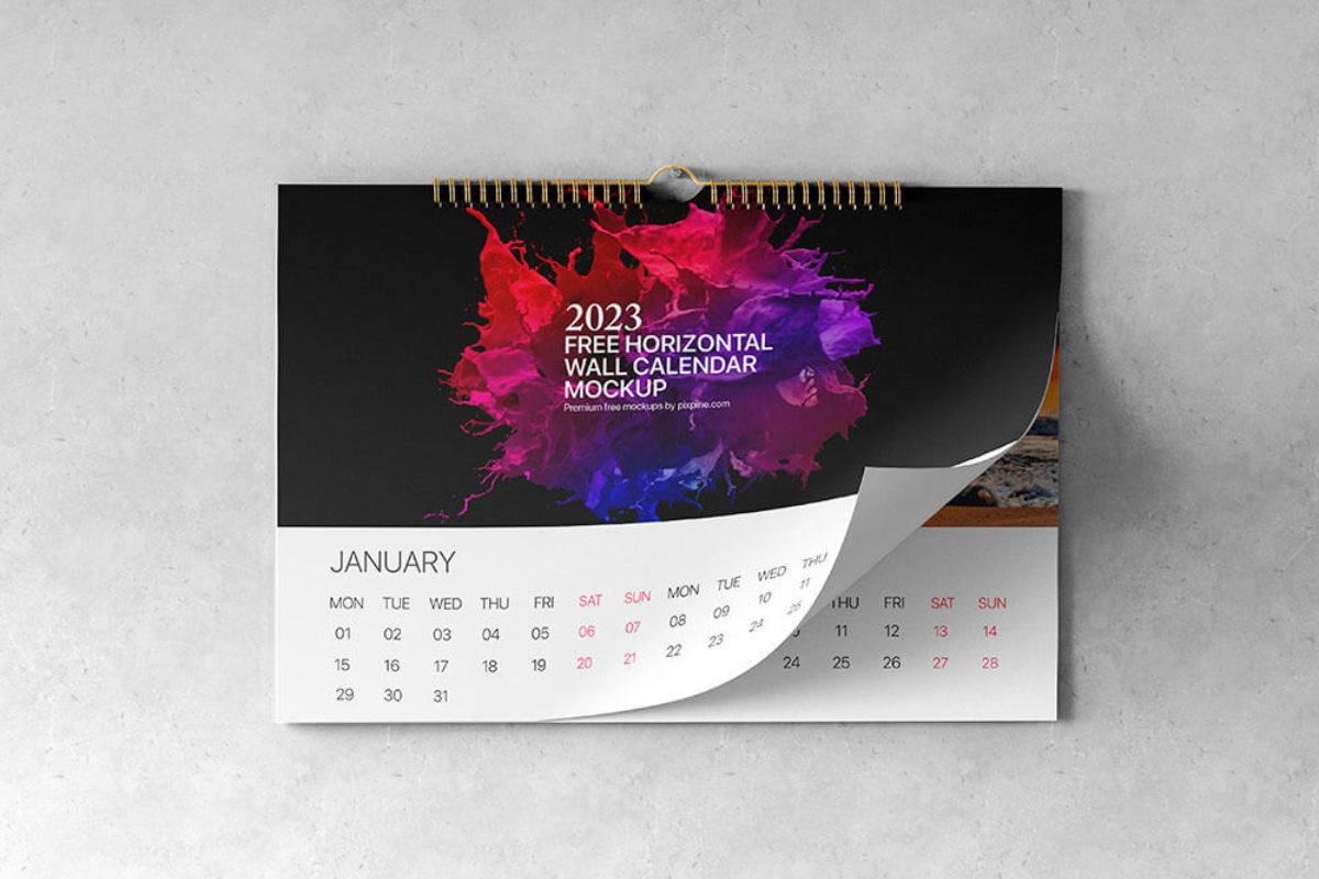 Wall Horizontal Calendar Mockup