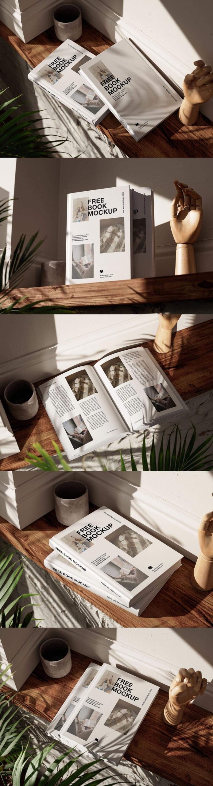 Wooden Shelf Hardcover Book Mockup-2