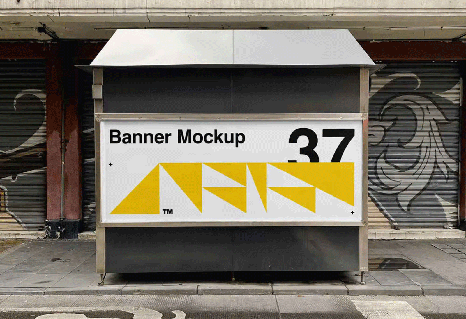 Banner on Newspaper Stand Mockup