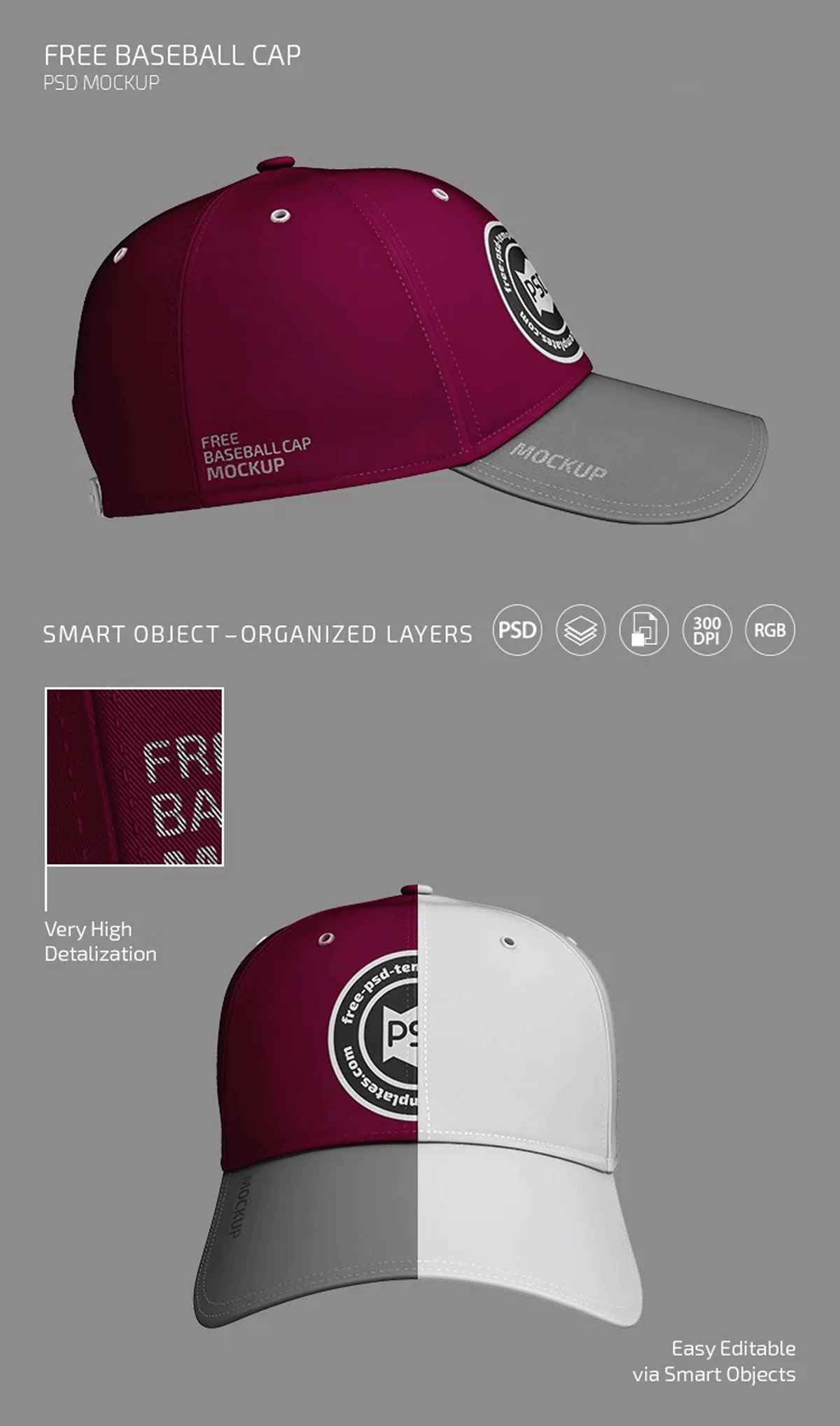 Baseball Cap Mockup (PSD) 2