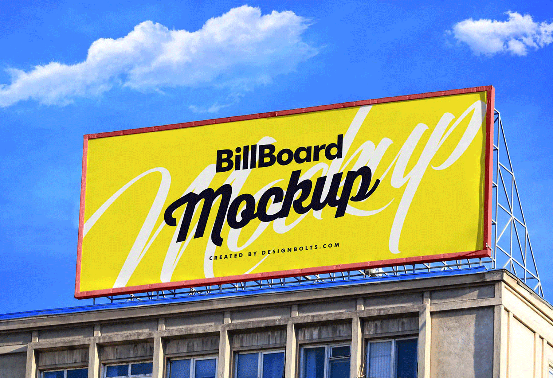 Billboard On Building Mockup PSD