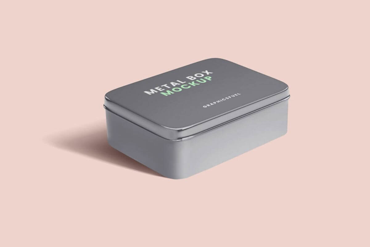 Metal Box Mockup PSD