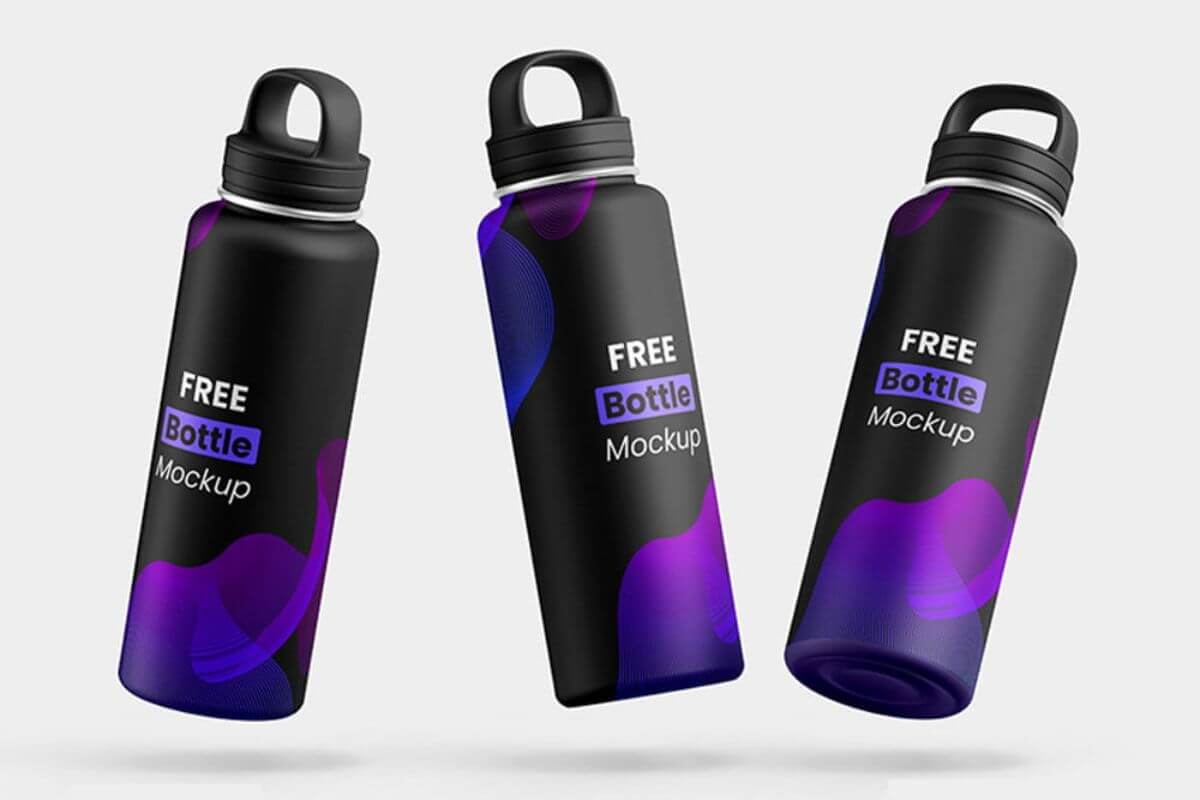 Metallic Water Bottle Mockup