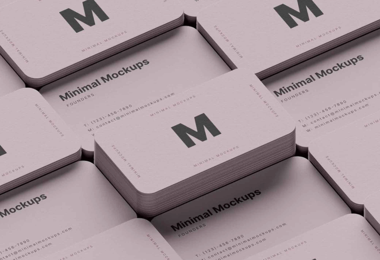 Grid Round Corner Business Cards Mockup