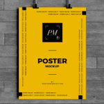 Hanging Over Wall Poster Mockup PSD 1