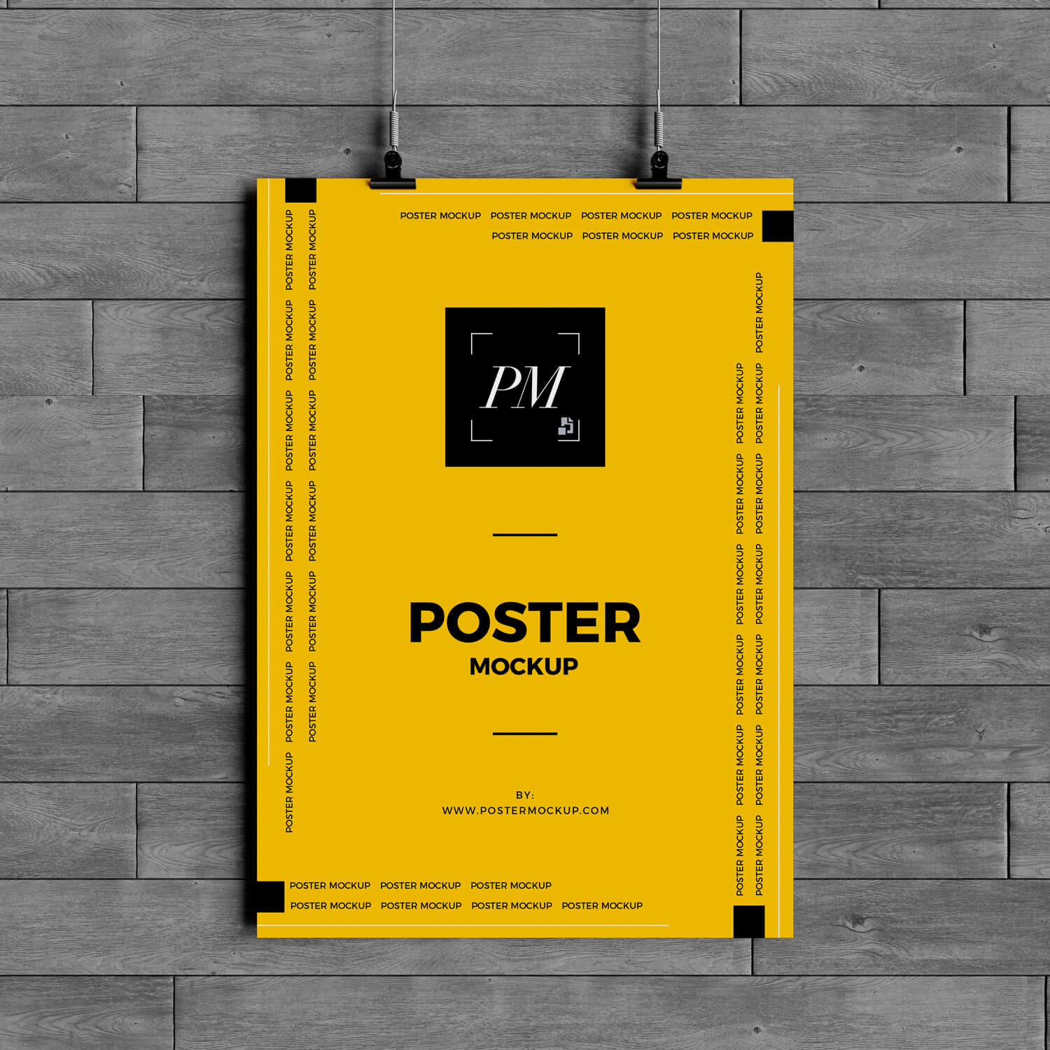 Hanging Over Wall Poster Mockup PSD