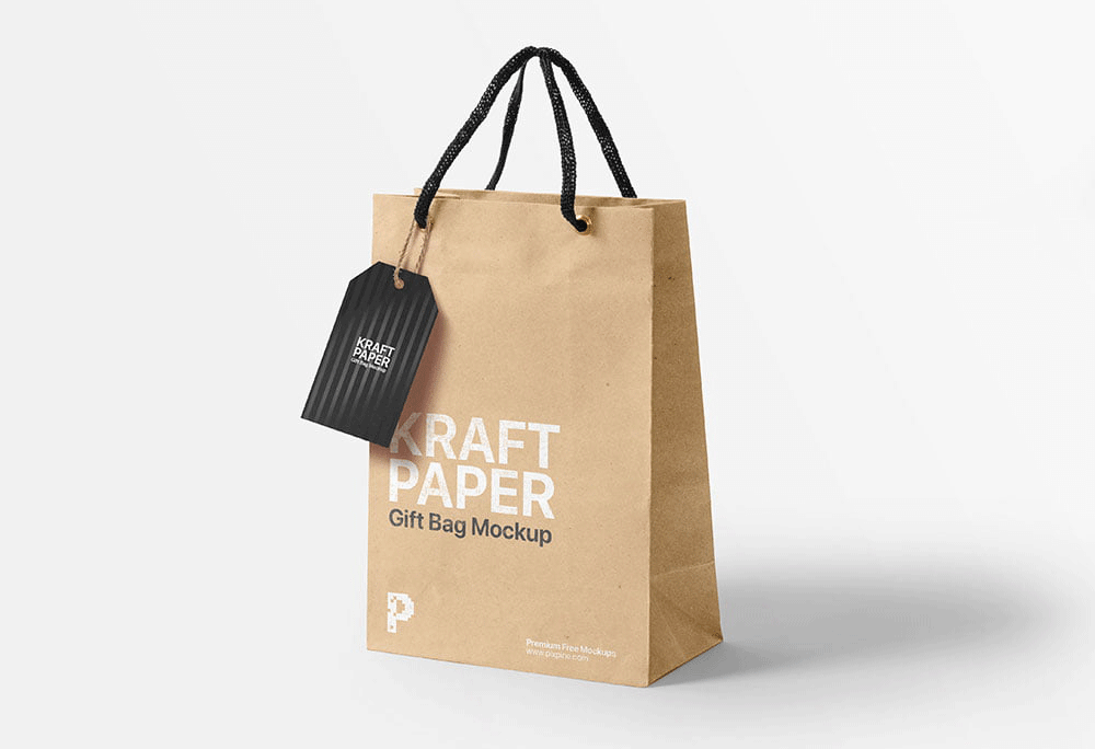 Kraft Paper Gift Bag Mockup