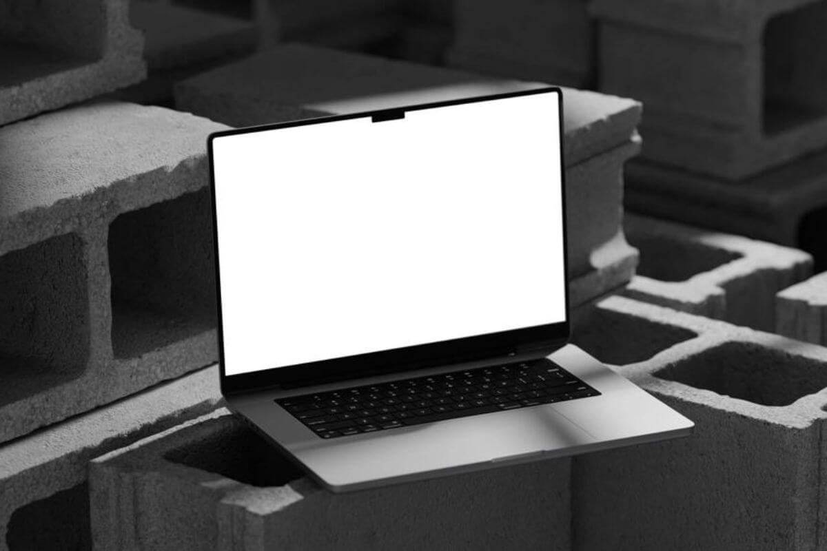 Macbook Pro Mockup On Bricks-2