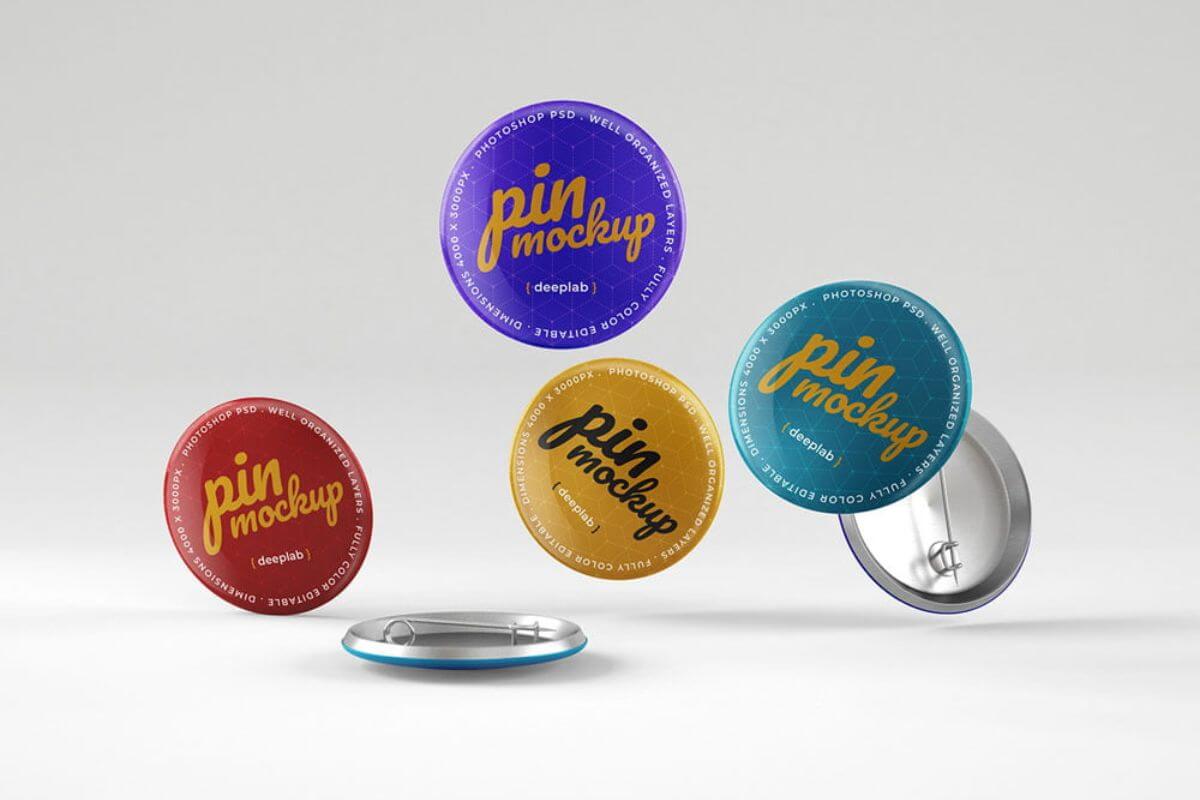 Glossy Button Pin Mockup Badge