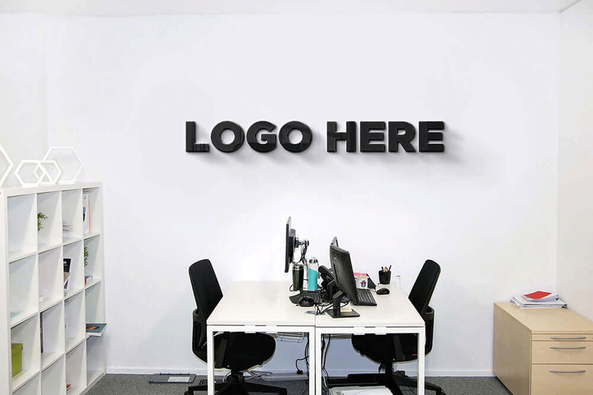 Office Wall Logo Mockup