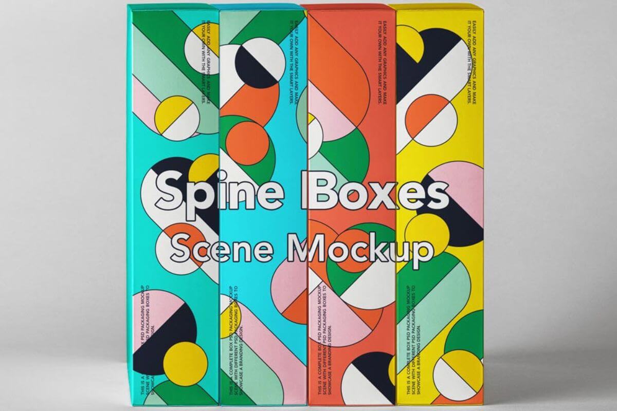 Spine Boxes Packaging Mockup