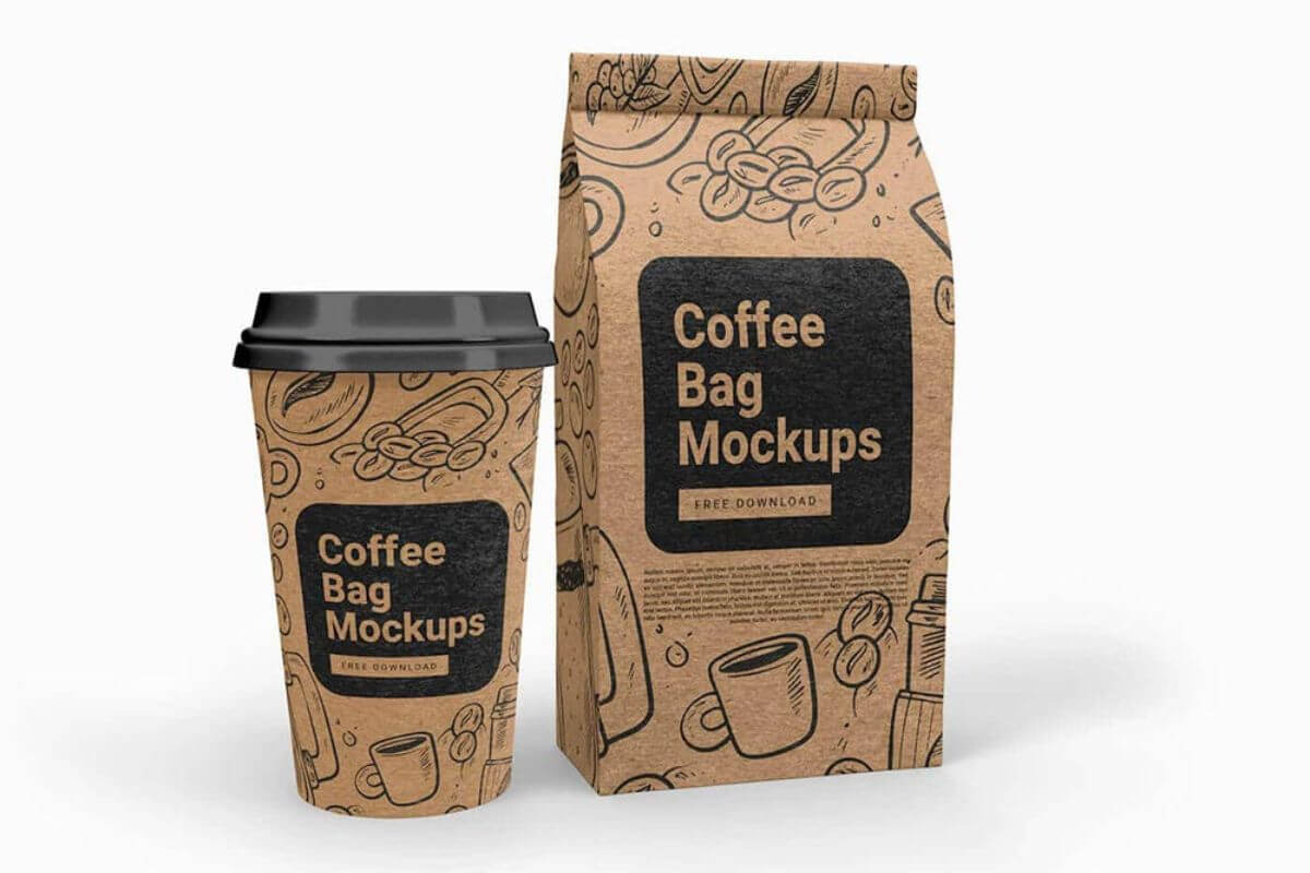 Cup & Coffee Bag Mockup