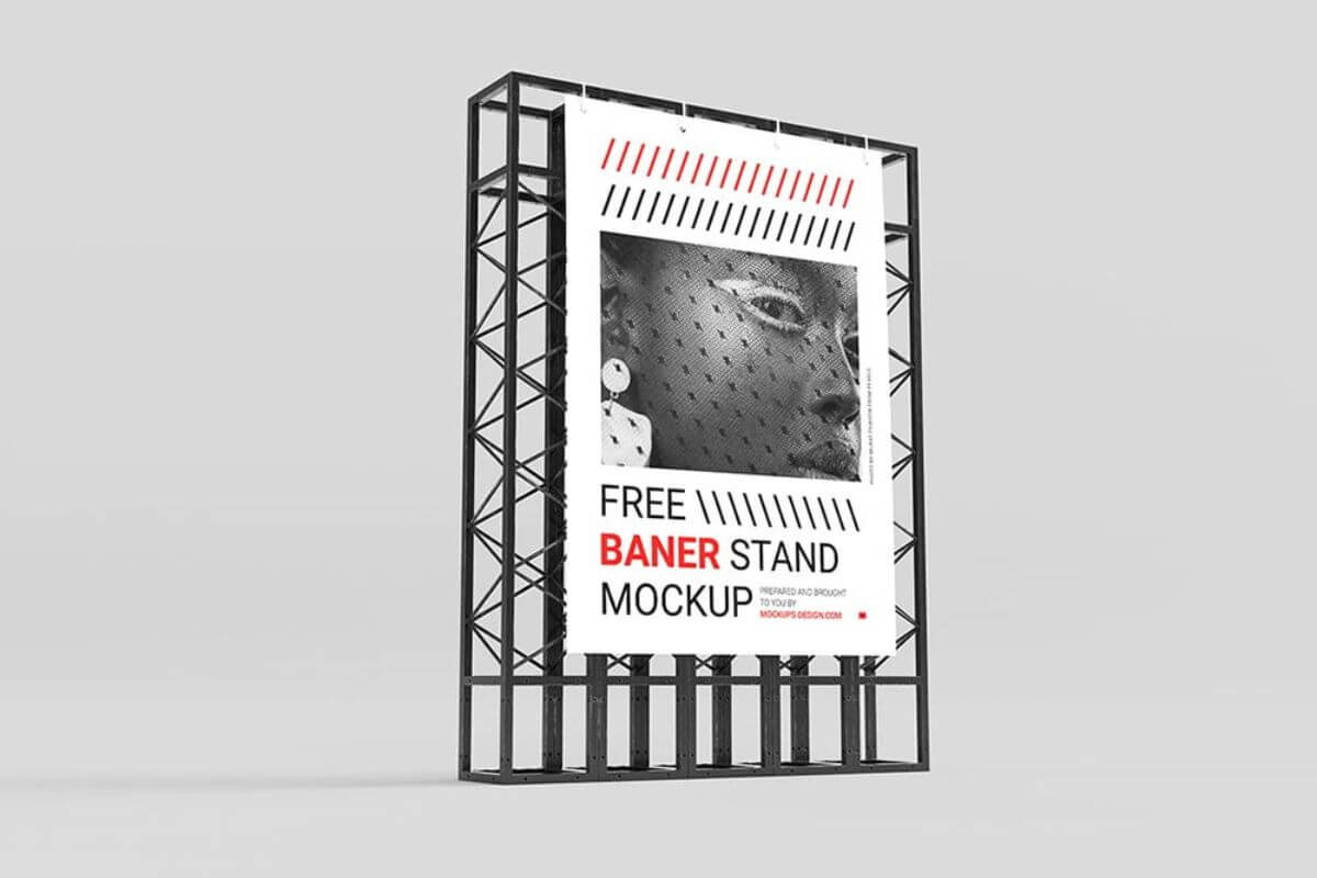 Steel Banner Stand Mockup